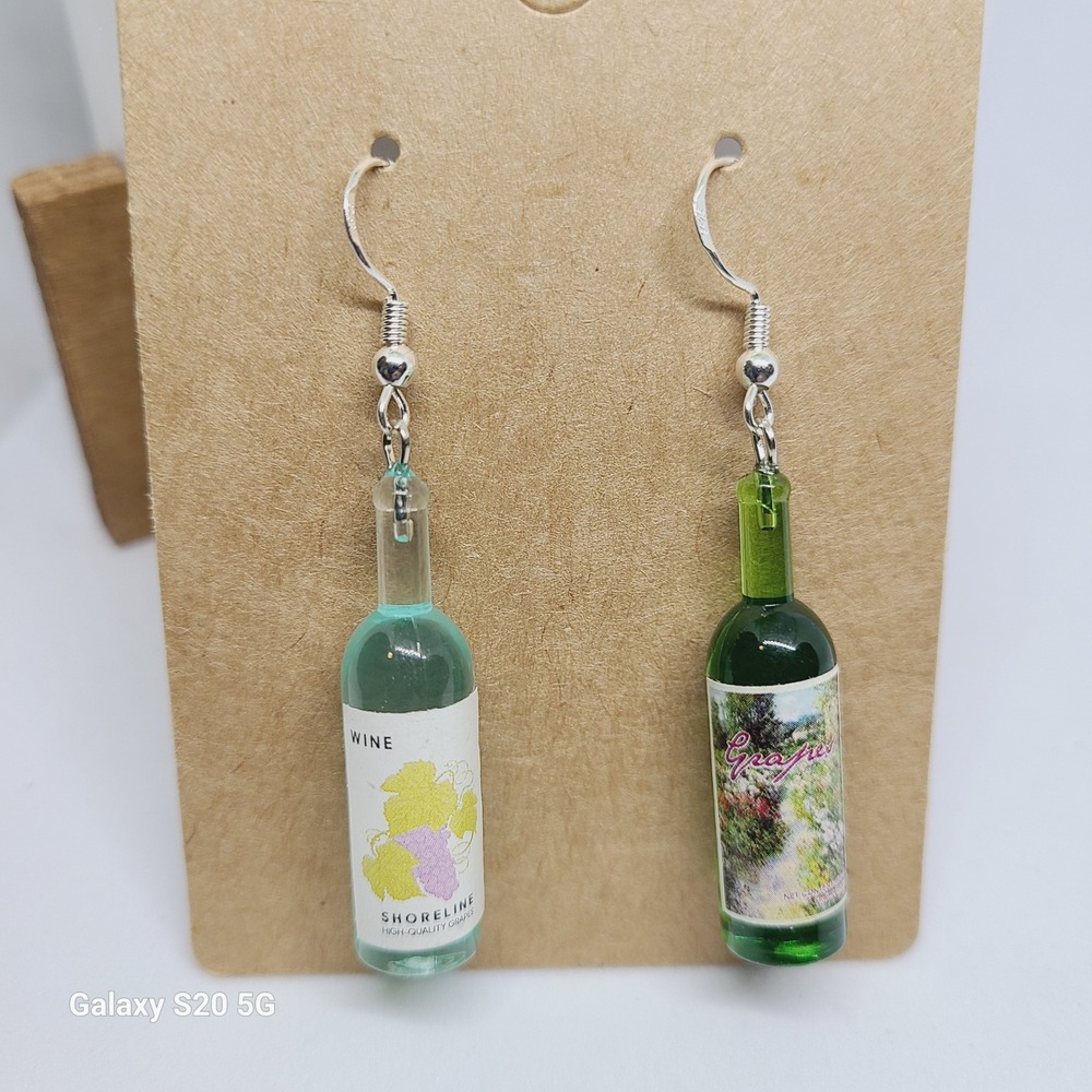 Handmade Wine Bottle Dangle Drop Earrings Novelty‎ Fun Quirky NEW Ladies 2"